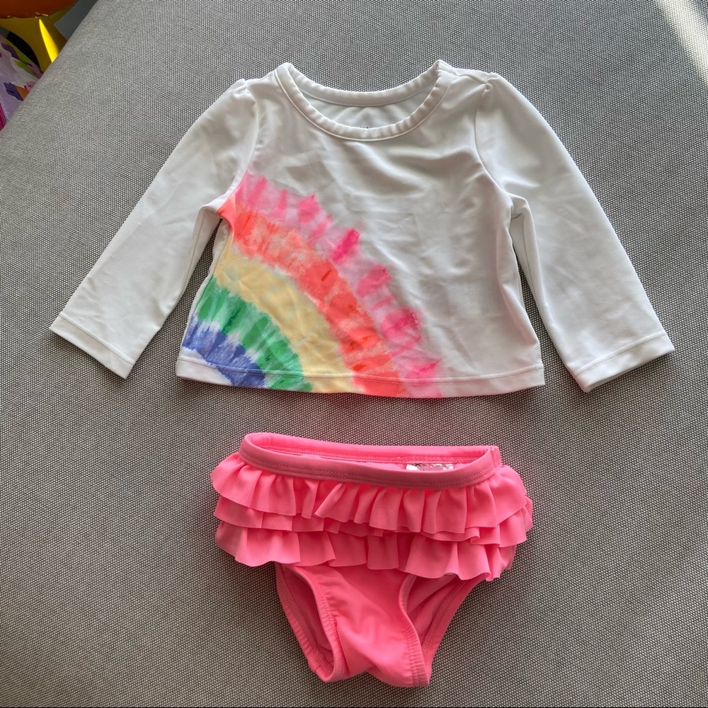 Gap girls 12-18 Months Swim shirt set pink tie-dye